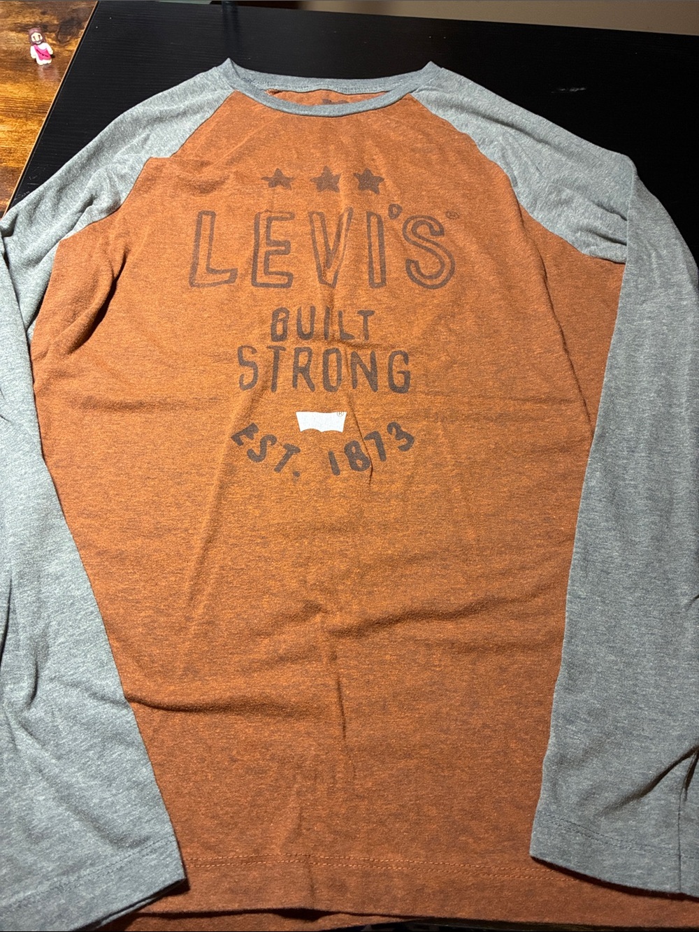 Levi's Rust Orange Body with Gray Raglan Long-Sleeve Tee